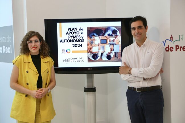 Marino y Ariadna presentando Plan Apoyo Pymes 2024 pantalla