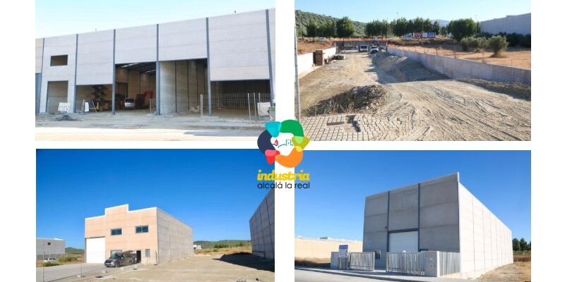 Fotocomposición naves en construcción Industria Llano Mazuelos