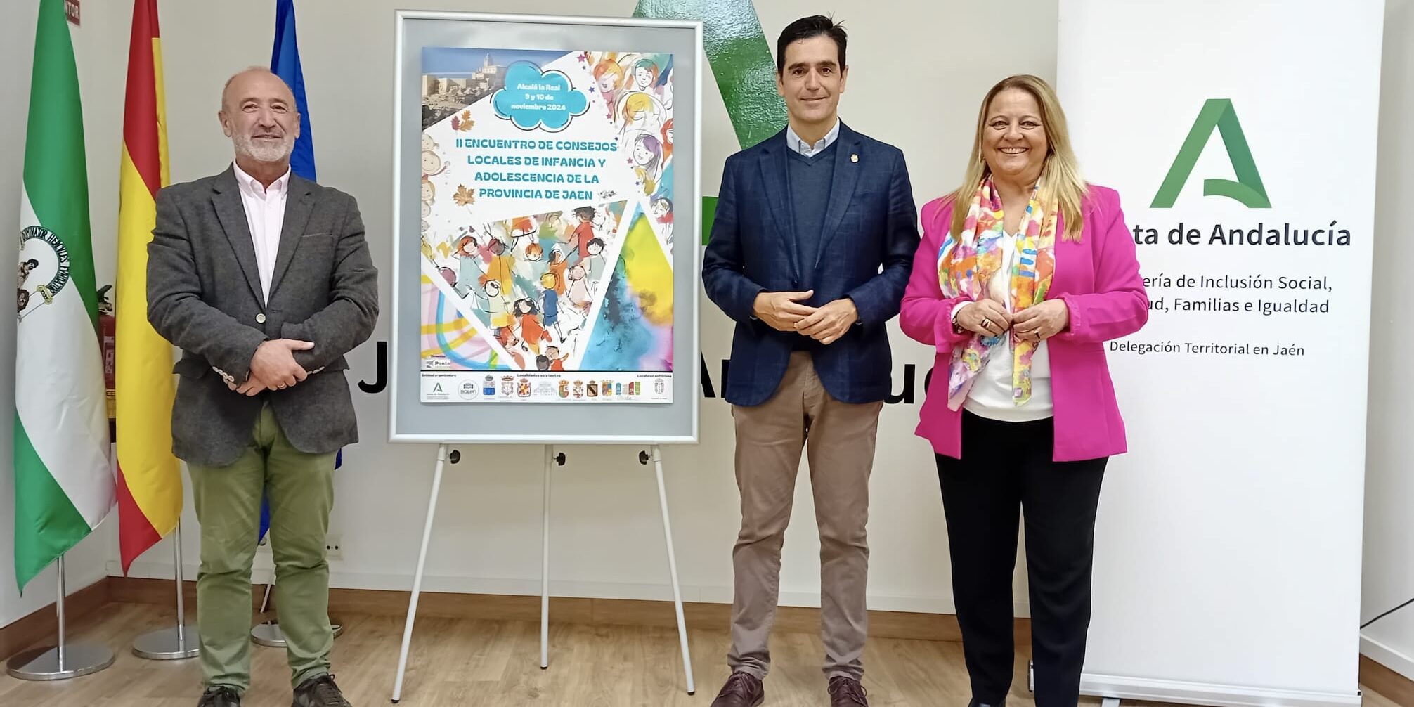 Marino y Ángela Hidalgo presentando II Encuentro Consejos Locales Infancia y Adolescencia con Baldomero