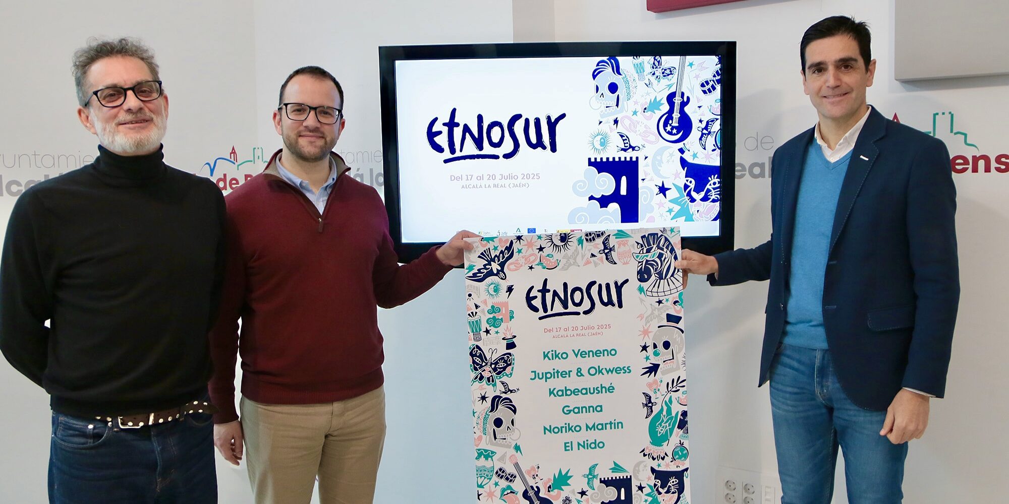 Marino, Juanma y Juanra pantalla Etnosur 2025