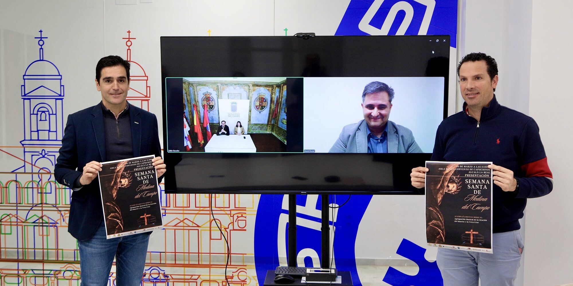 Marino y Jose Moyano con cartel Semana Santa Medina del Campo