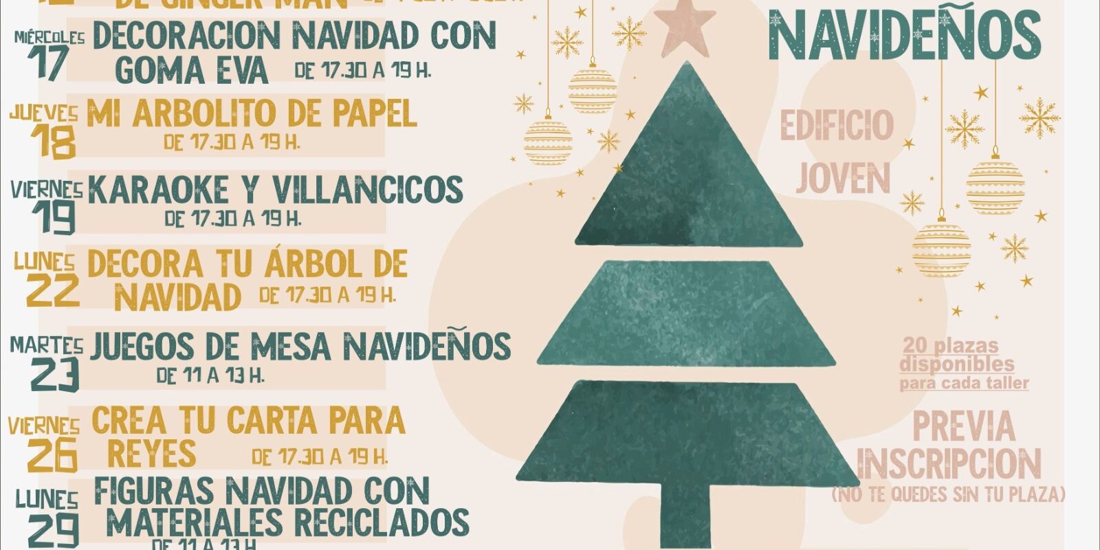 Cartel talleres navideños Juventud 2025