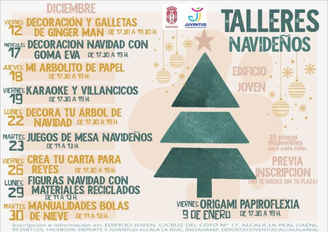 Cartel talleres navideños Juventud 2025